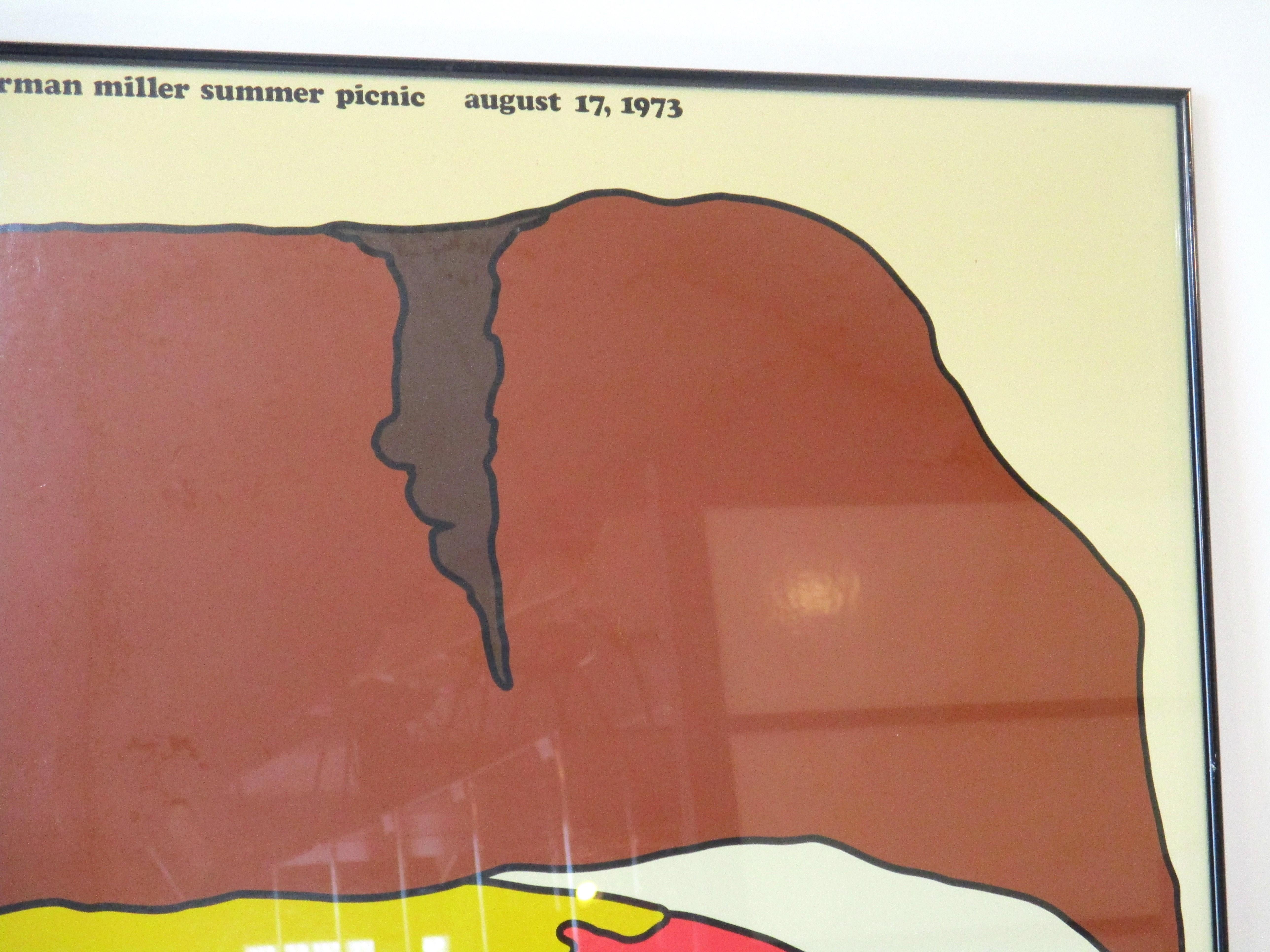 20ième siècle Affiche de pique-nique d'été de la société Herman Miller, 1973 