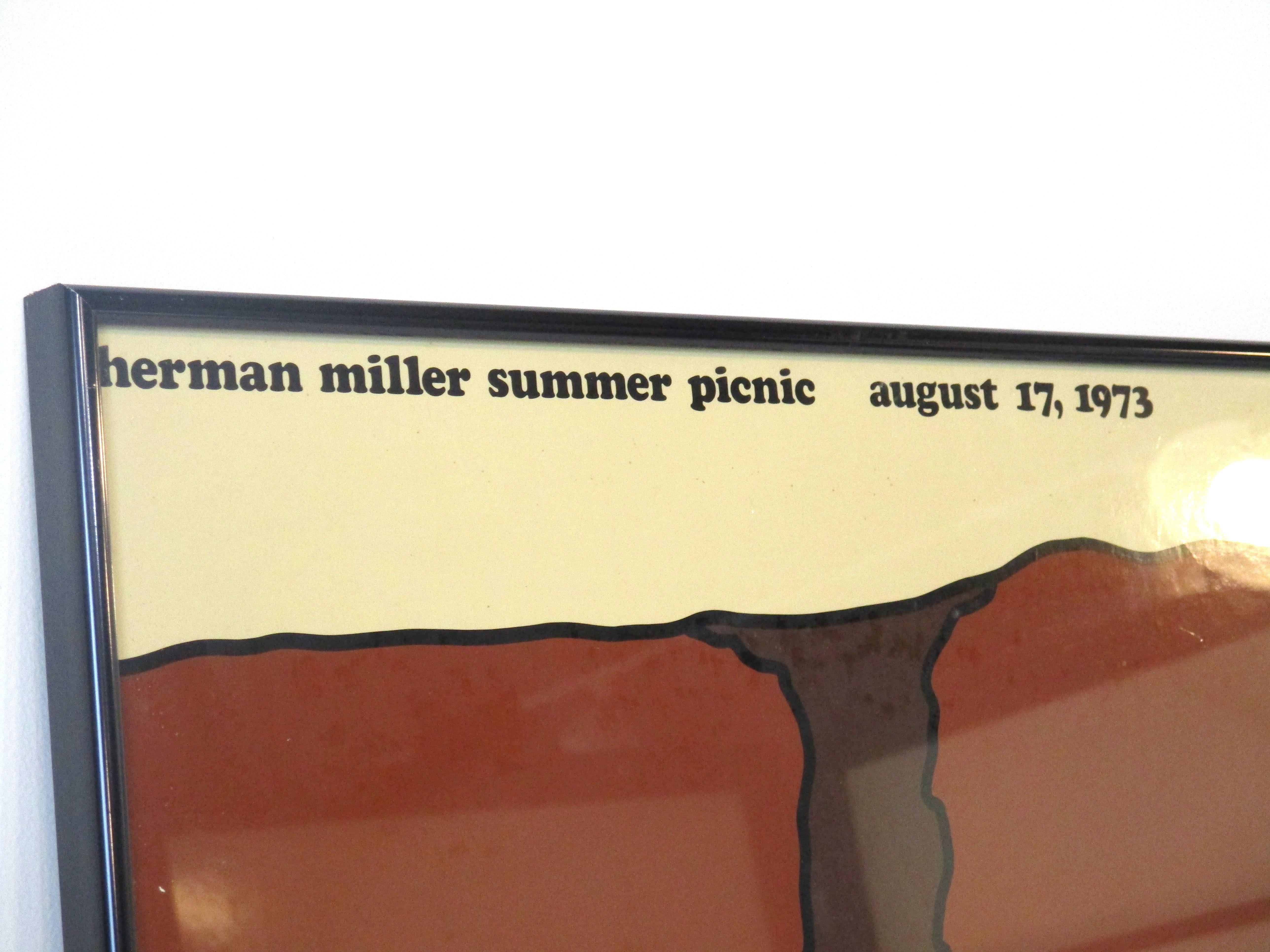 20th Century 1973 Herman Miller Company Summer Picnic Poster 