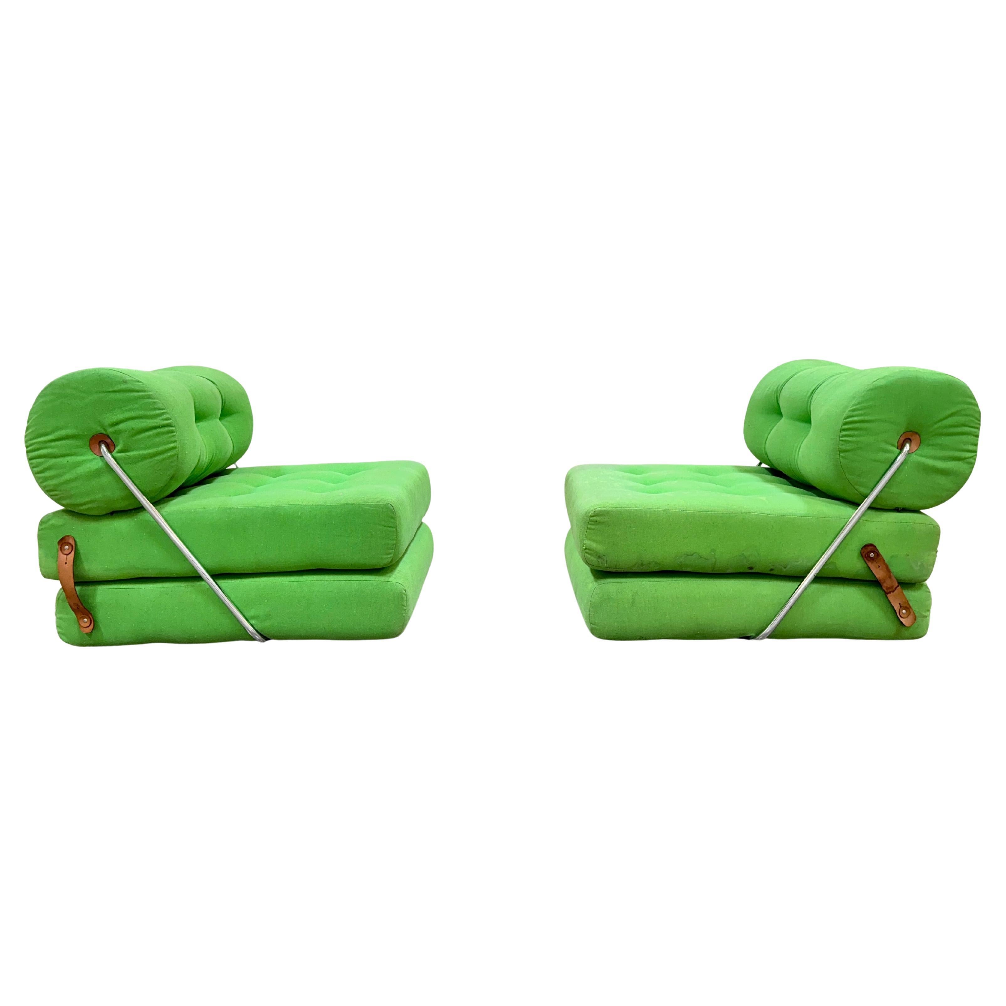 1973 IKEA Pair of lounge chairs day beds by Gillis LUNDGREN  TAJT   To restore !