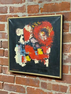 1973 Italian Abstract Painting Signed Cattaneo