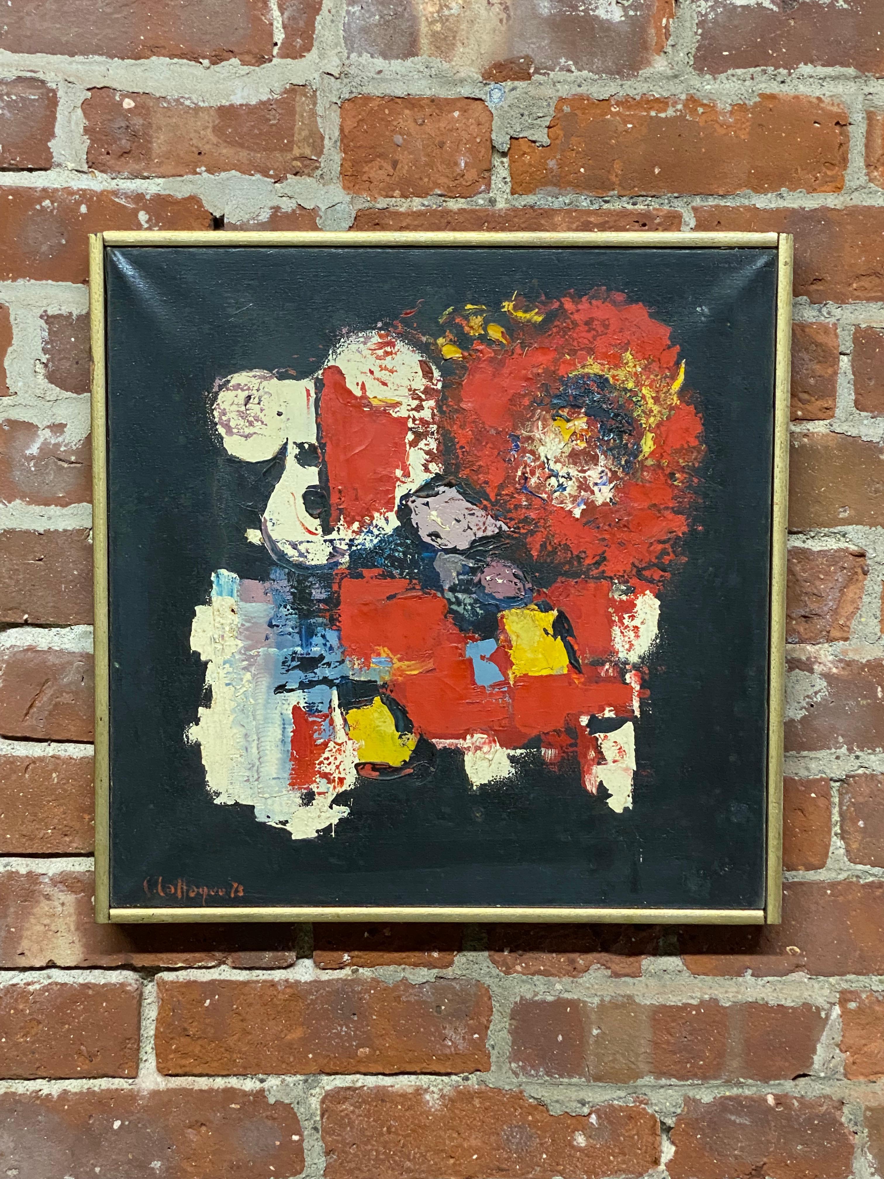 Post-Modern 1973 Italian Abstract Painting Signed Cattaneo For Sale