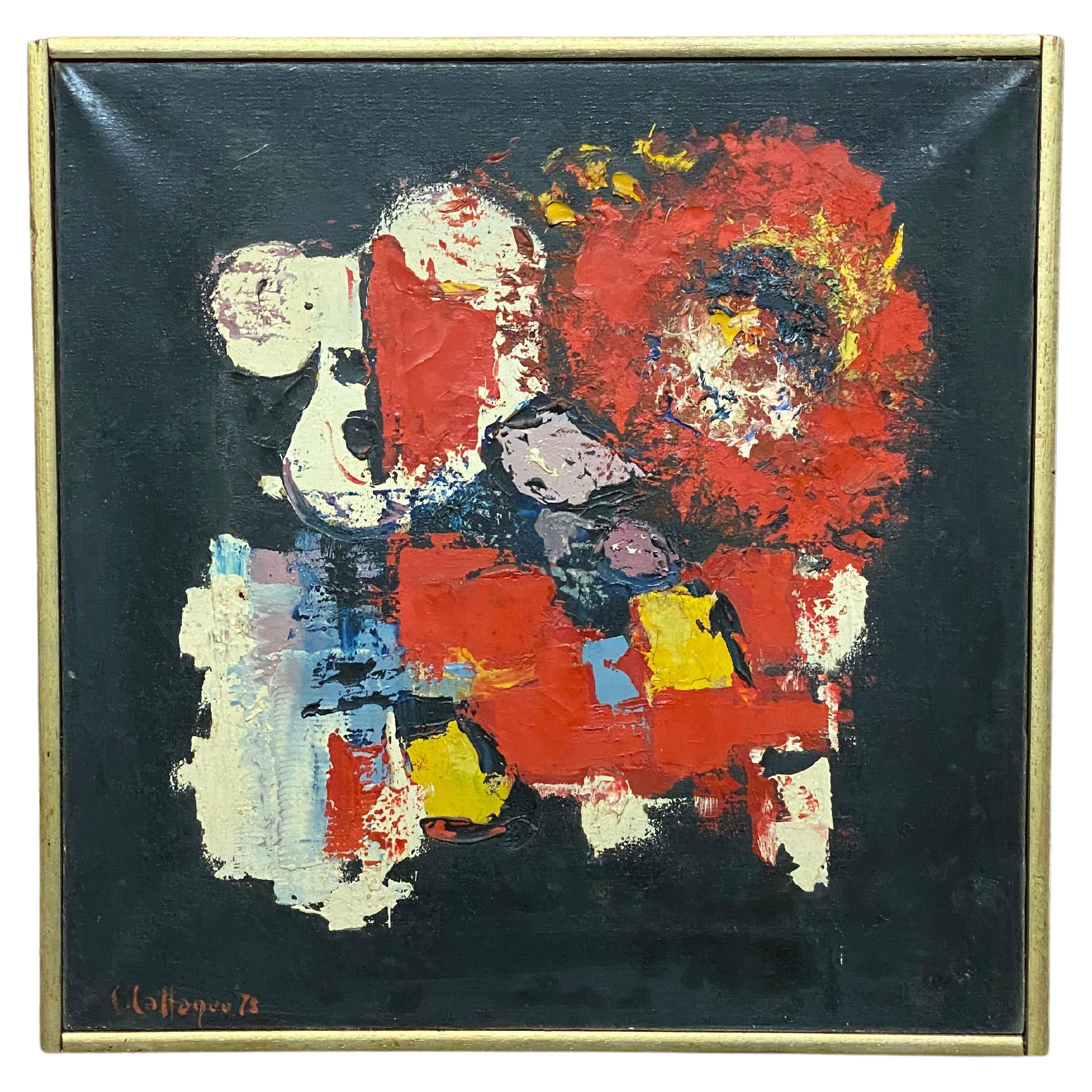 1973 Italian Abstract Painting Signed Cattaneo For Sale