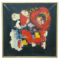 1973 Italian Abstract Painting Signed Cattaneo