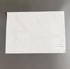 1973 Italia Edival Ramosa Dibujo a lápiz sobre papel Proyecto de lámpara de pie multicolor
