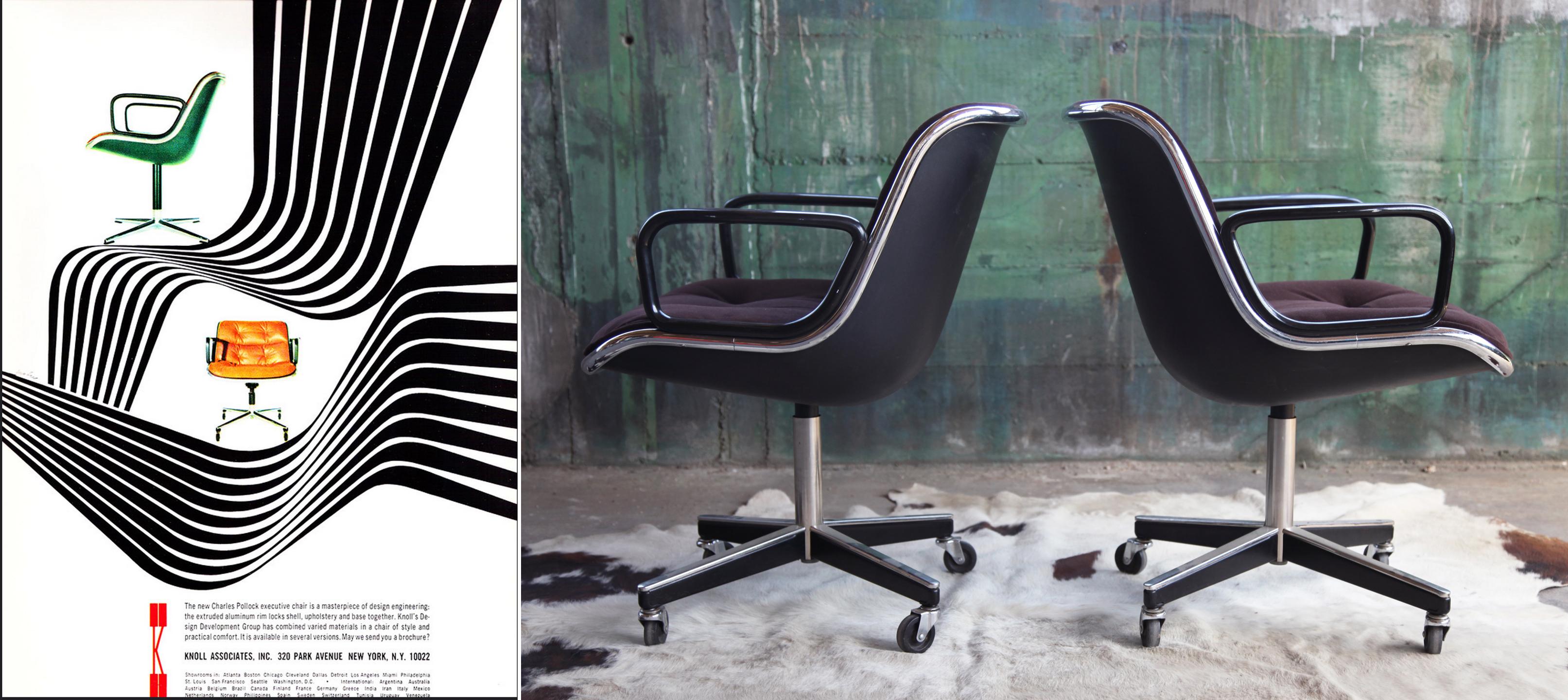 Late 20th Century 1973 Knoll Executive Chrome and Tufted Velour Office Chair For Sale