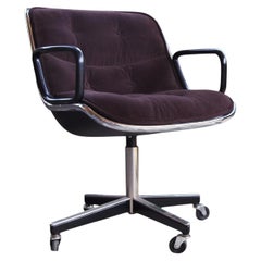 Vintage 1973 Knoll Executive Chrome and Tufted Velour Office Chair