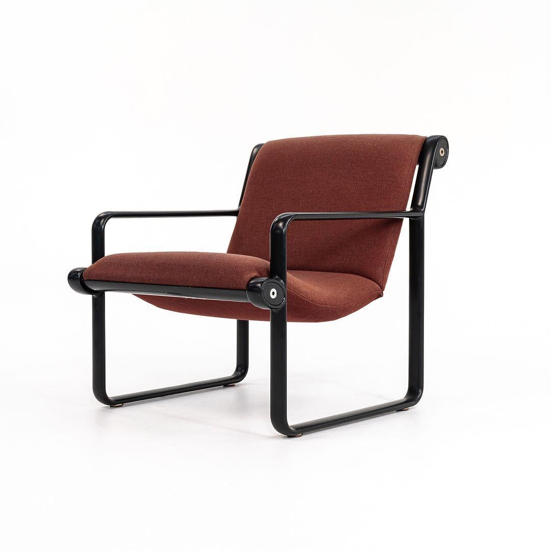 This is a Sling Lounge Chair, designed by Bruce Hannah and Andrew Morrison for Knoll in 1971. The listed price includes one lounge chair, and we have two available for individual sale. The pieces were produced in the United States in 1973. They