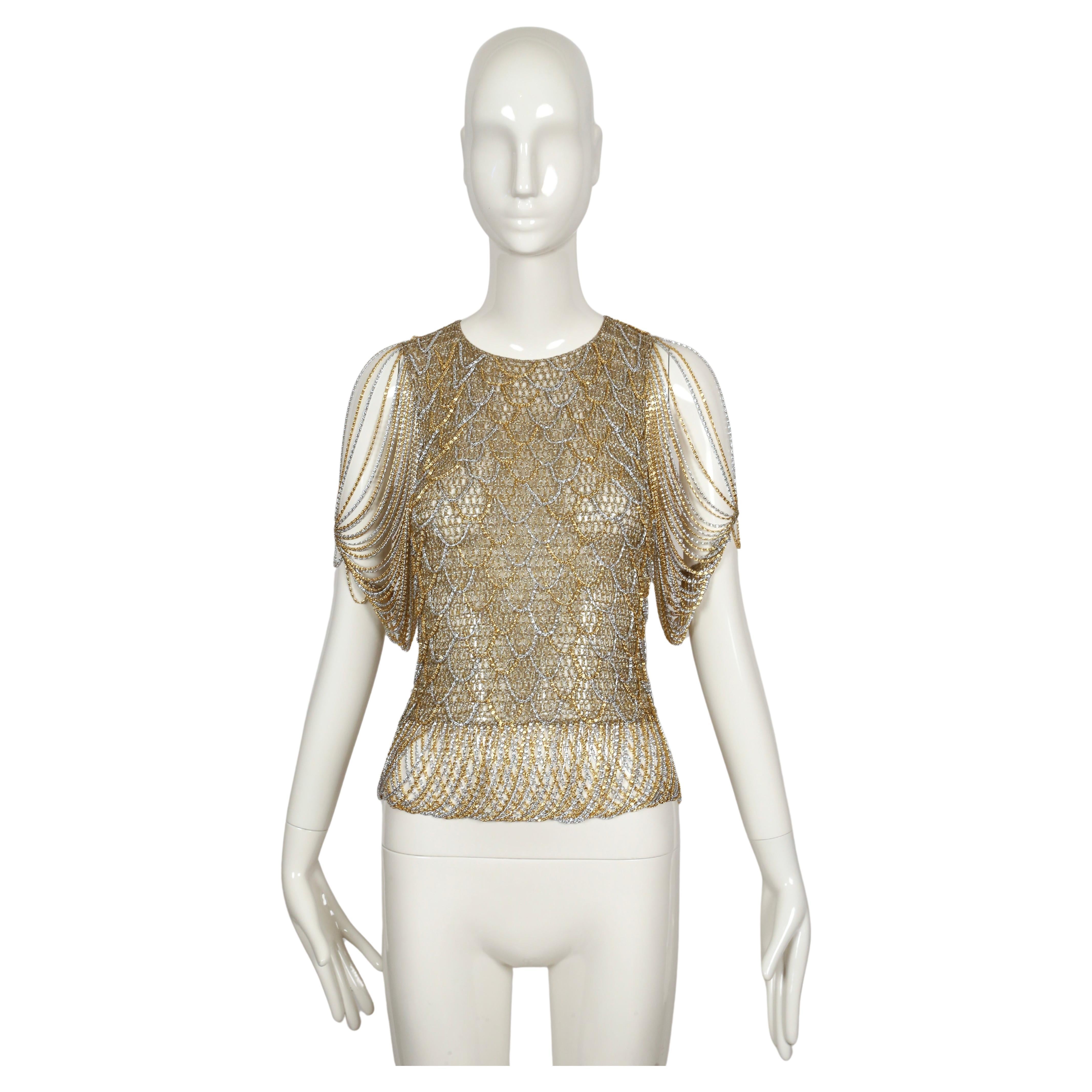 1973 LORIS AZZARO Metallkettenhemdpullover aus Metall (Braun)