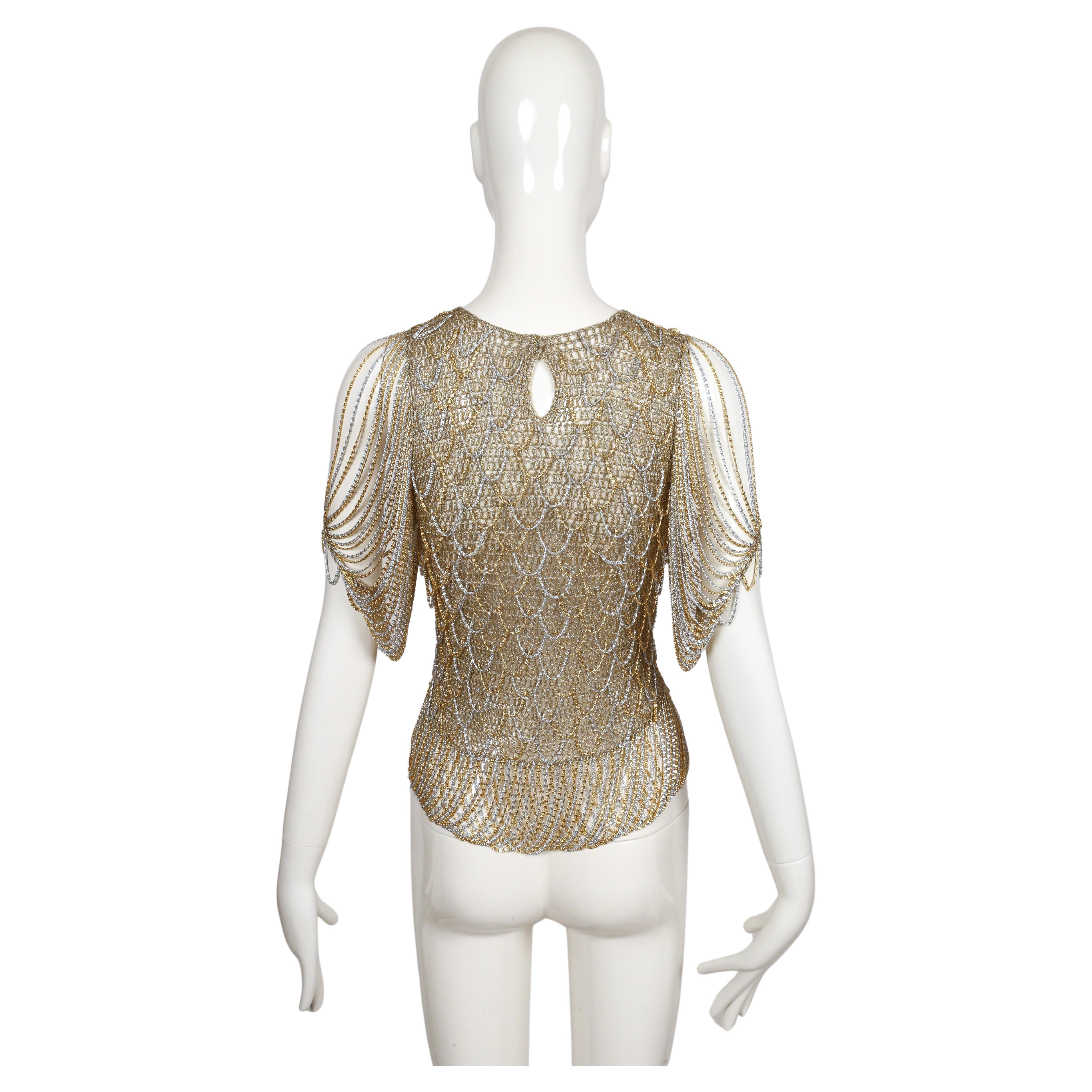1973 LORIS AZZARO Metallkettenhemdpullover aus Metall 4
