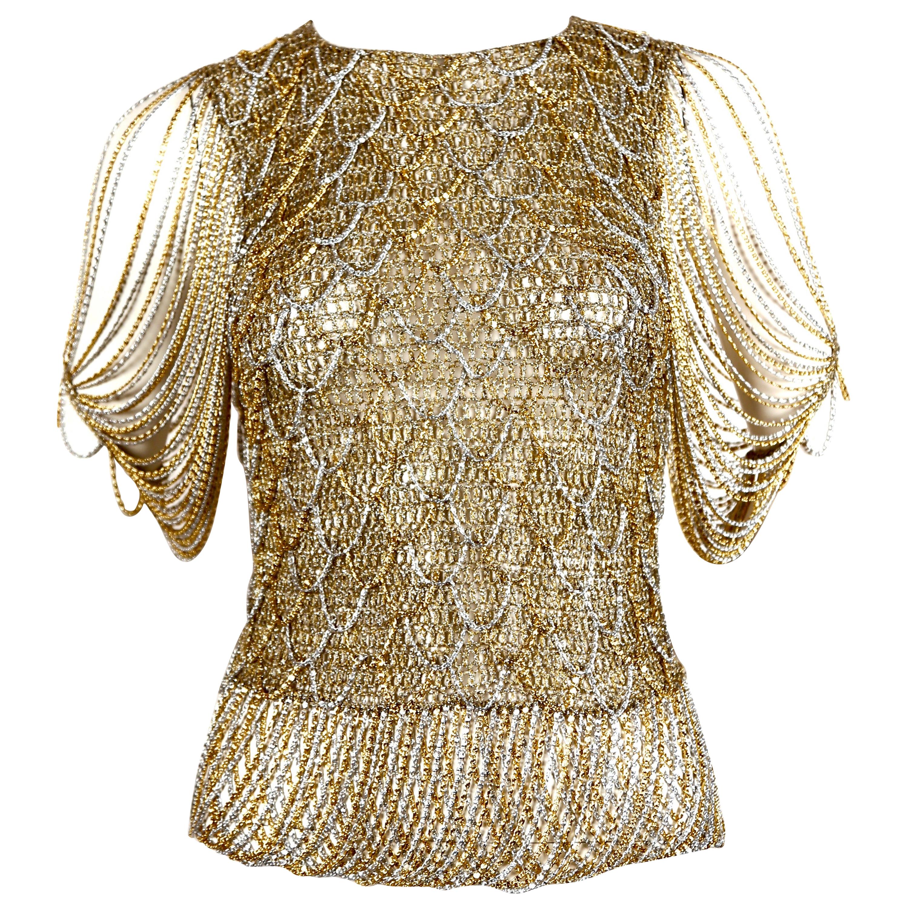 1973 LORIS AZZARO metal chainmail sweater For Sale