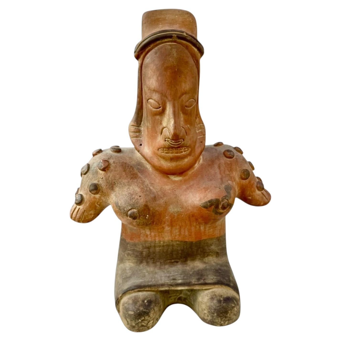 1973 Mexican Colima Nayarit Style Terracotta Figural Sculpture For Sale