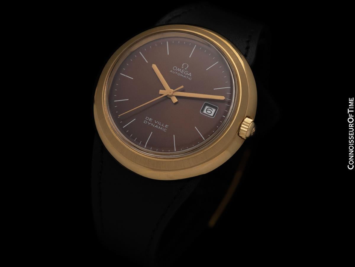 1973 Omega De Ville Dynamic Vintage große Herren 18K Gold plattiert & SS Uhr im Zustand „Hervorragend“ im Angebot in Suwanee, GA