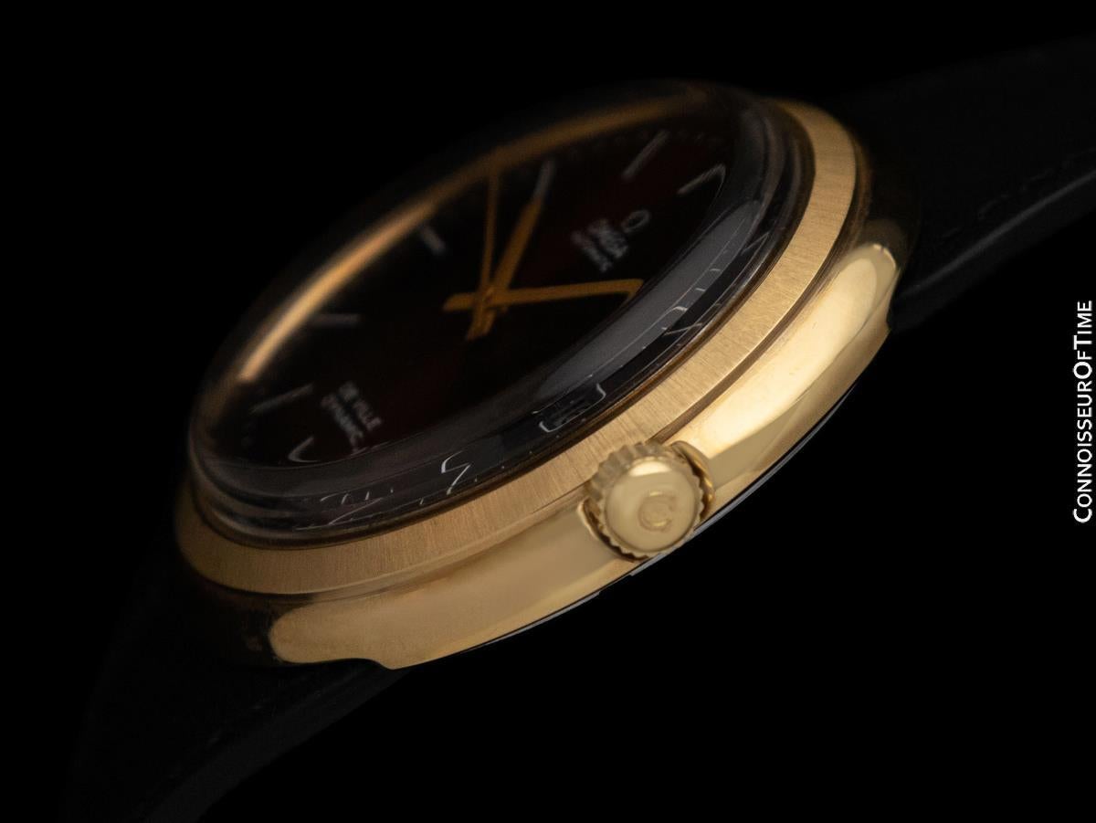 1973 Omega De Ville Dynamic Vintage große Herren 18K Gold plattiert & SS Uhr im Angebot 1