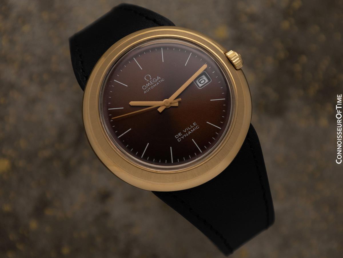 1973 Omega De Ville Dynamic Vintage große Herren 18K Gold plattiert & SS Uhr im Angebot 5