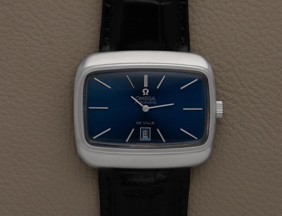 1973 Omega De Ville Mens Retro Dress TV Watch, Automatic - Stainless Steel For Sale 5