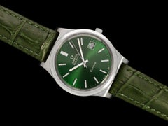 1973 Omega Seamaster Mens Vintage Full Size Emerald Green Watch, Automatic, Date