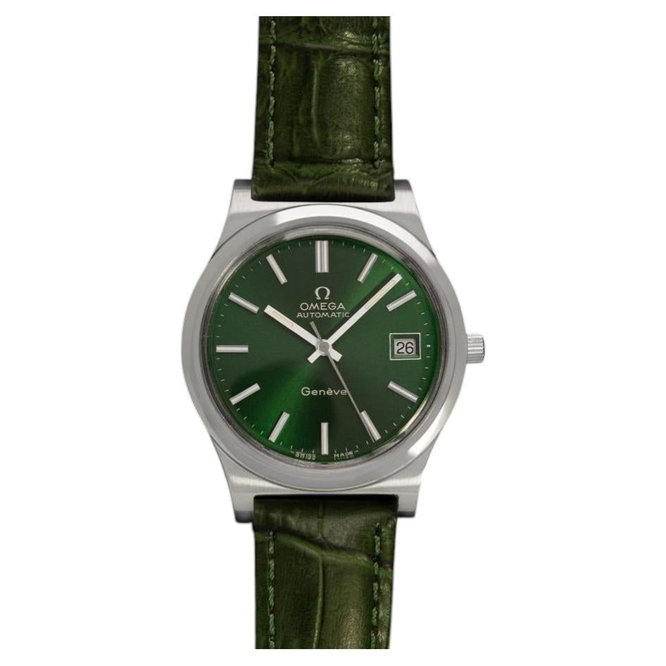 1973 Omega Seamaster Mens Vintage Full Size Emerald Green Watch, Automatic, Date