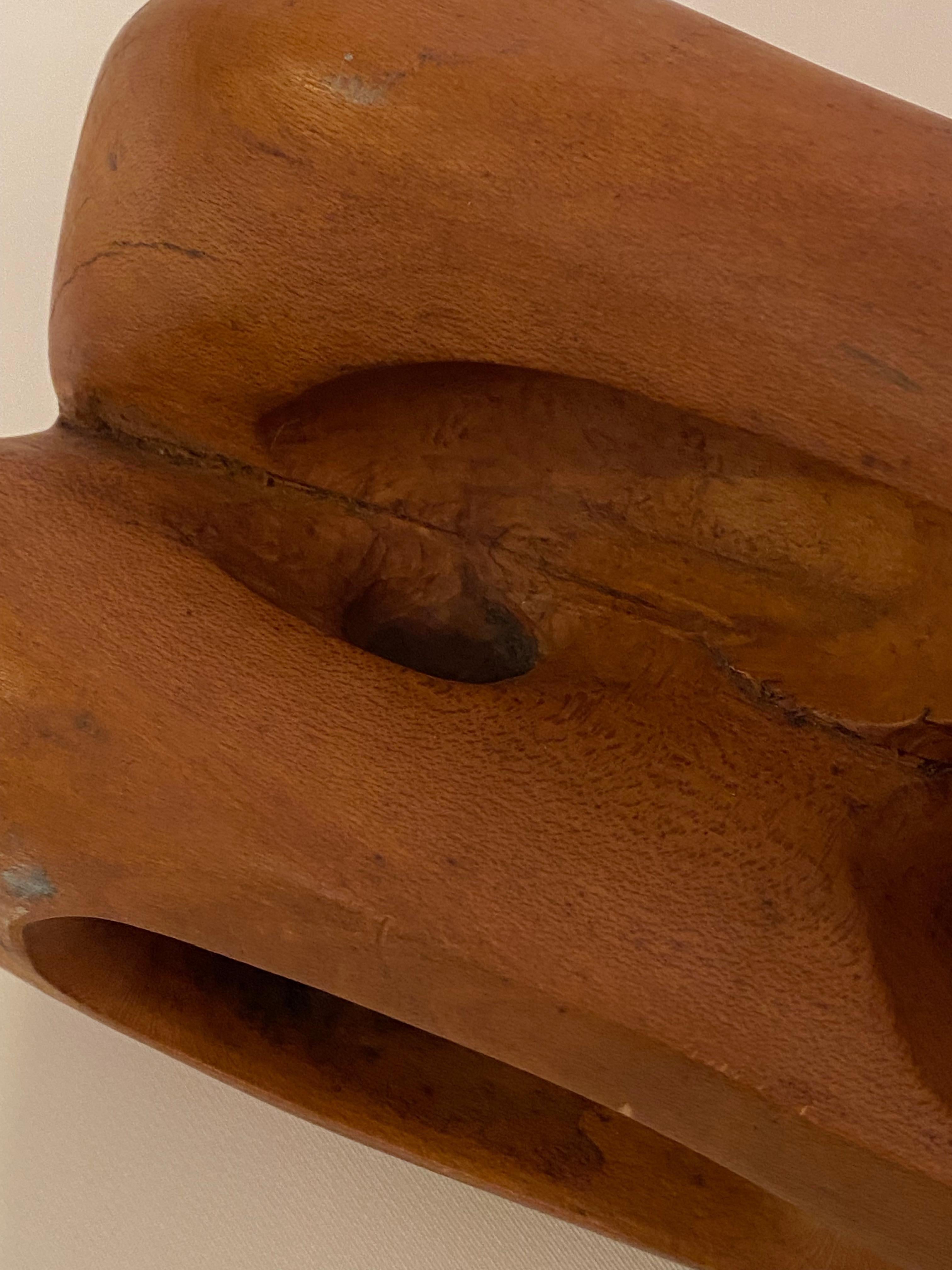 1973 Organic Abstract Wood Sculpture, Manner of Barbara Hepworth For Sale 2