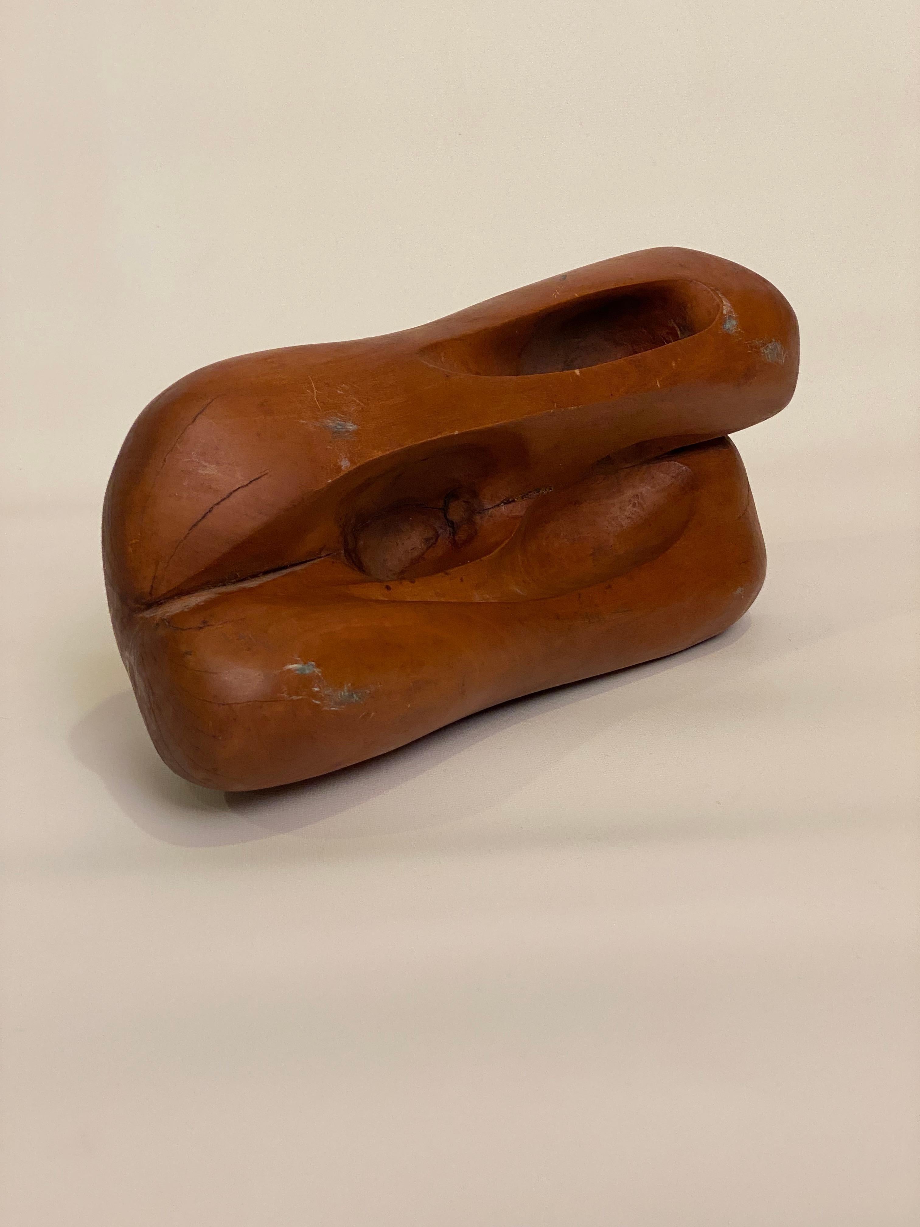 Organic Modern 1973 Organic Abstract Wood Sculpture, Manner of Barbara Hepworth For Sale