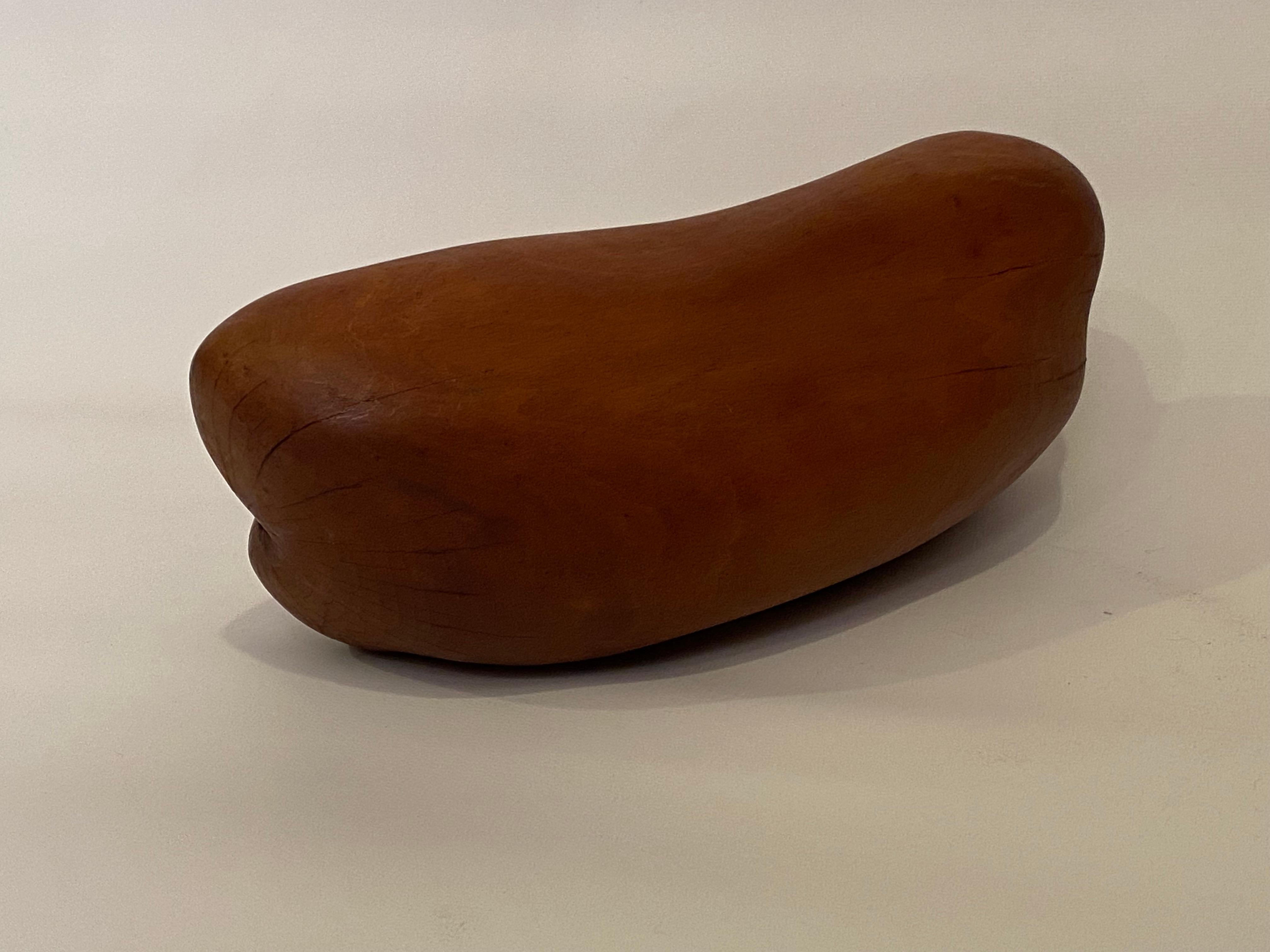 Hand-Carved 1973 Organic Abstract Wood Sculpture, Manner of Barbara Hepworth For Sale
