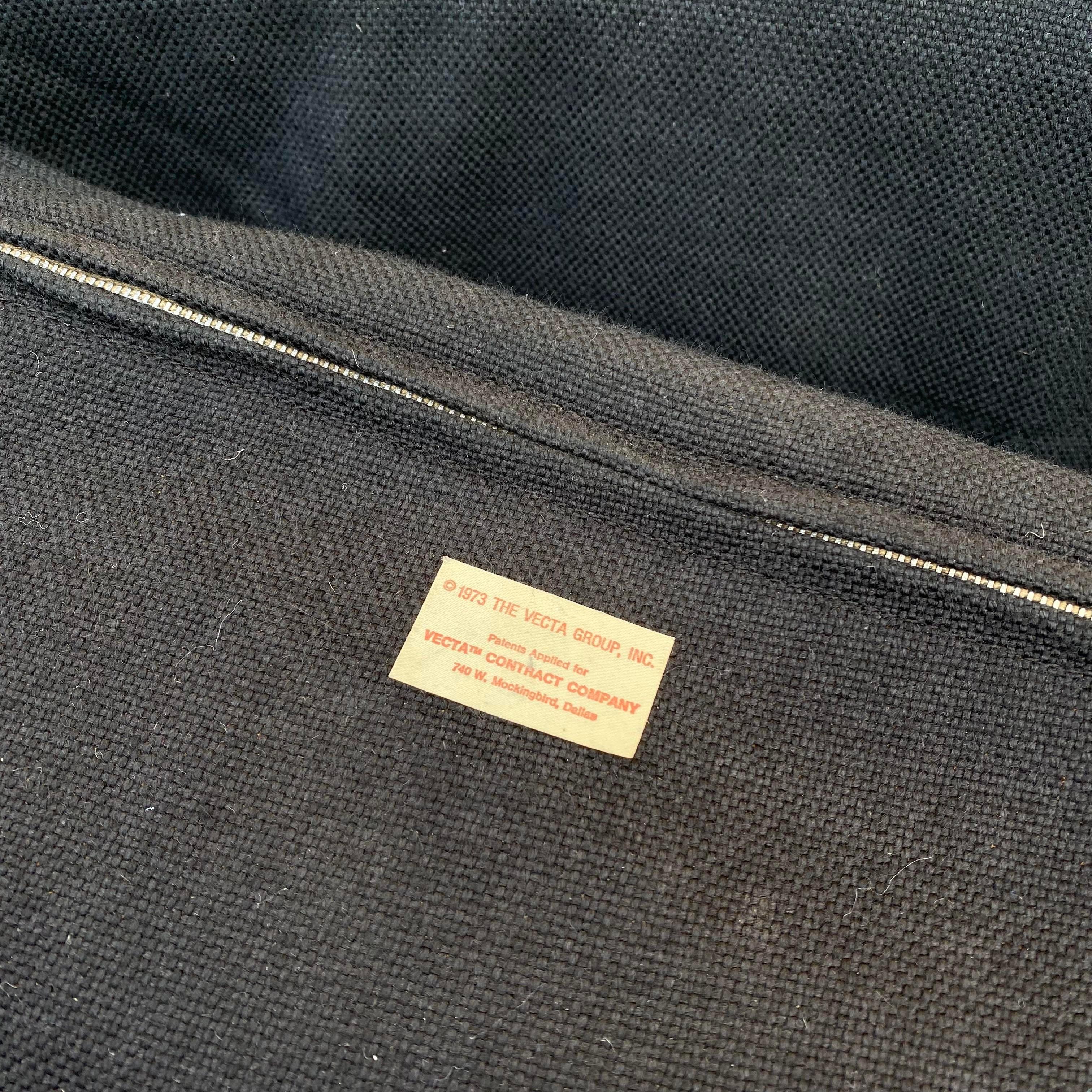 1973 Pair of Black Tweed and Chrome Zermatt Sling Chairs by the Vecta Group In Good Condition For Sale In Westfield, NJ