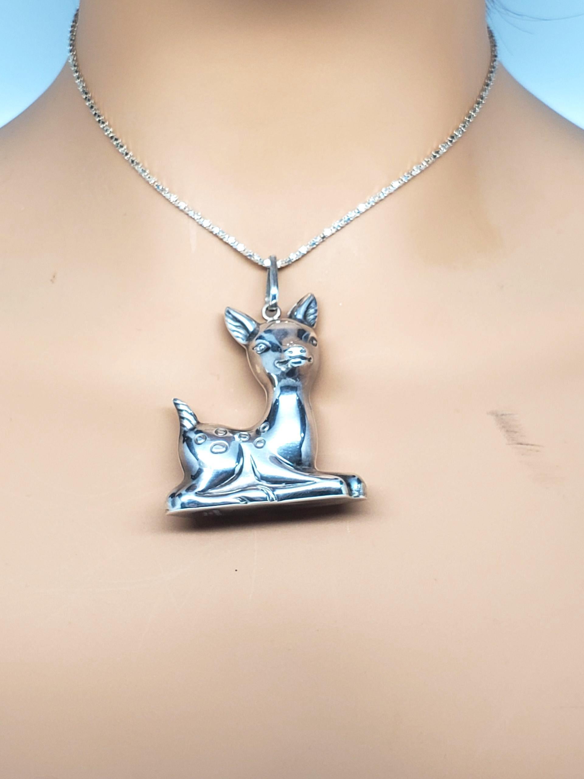 1973 R. M. Trush Ciondolo in argento sterling con cervo #22468 in vendita 4