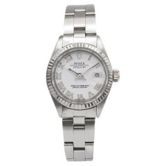Used 1973 Rolex Ladies Datejust 26MM 6917 White Roman Dial Stainless Steel Watch