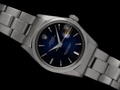 1973 Rolex Oyster Perpetual Date Ref. 1500 Vintage Mens Blue Dial Watch - SS
