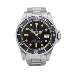 Retro 1973 Rolex Submariner Single Red Stainless Steel 1680 Wristwatch