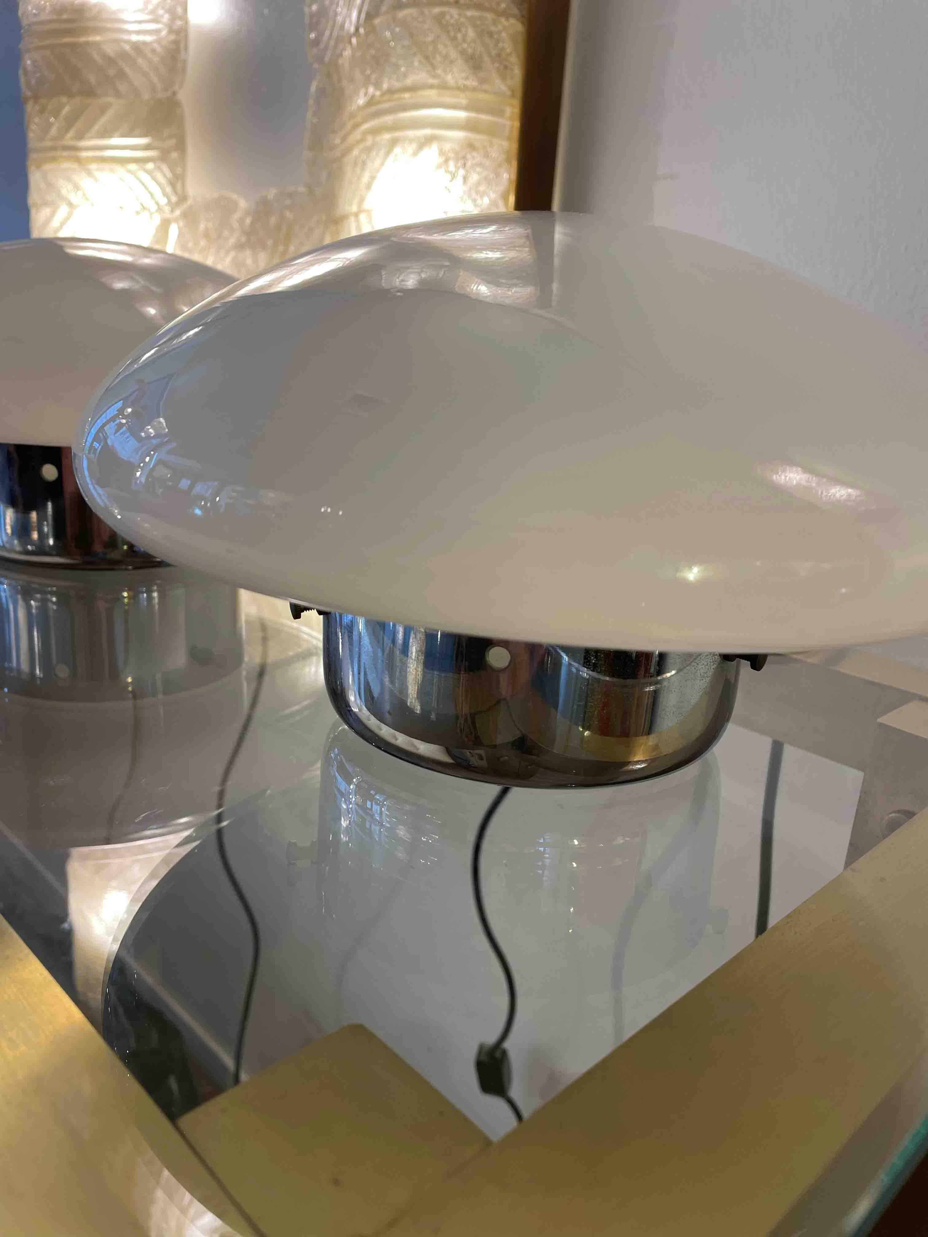 Italian 1973 Sergio Mazza and Giuliana Gramigna Table Lamps, Diameter 25 x H 16cm