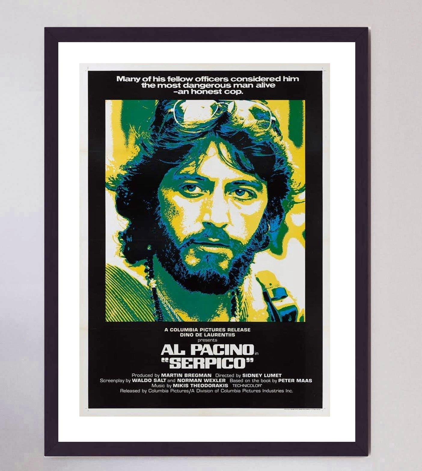 1973 Serpico Póster Vintage Original finales del siglo XX en venta