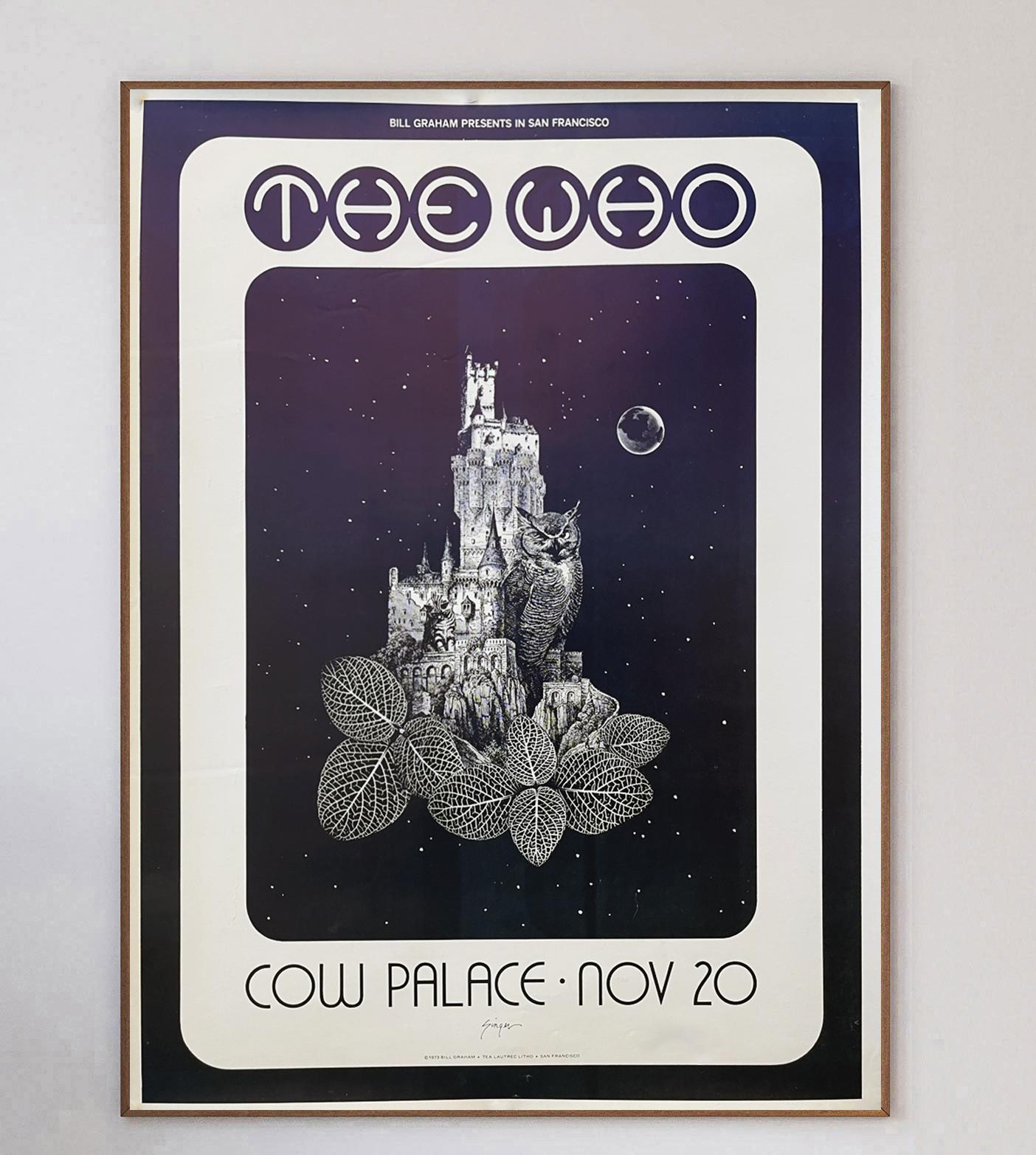 Fantastisches Plakat für ein Live-Konzert von The Who im kultigen Cow Palace in Kalifornien, USA. Das von Bill Graham moderierte Konzert fand am 20. November statt und war die erste Station ihrer 