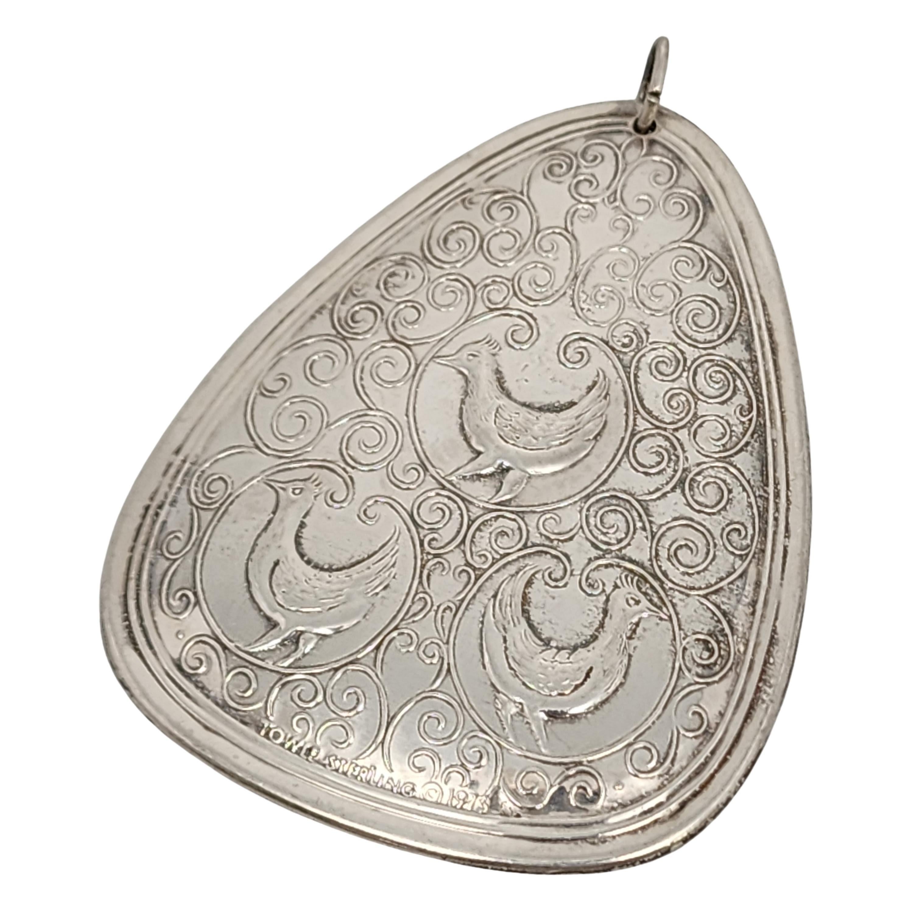 1973 Towle Sterling Silver 12 Days of Christmas 3 French Hens Ornament #15652 1