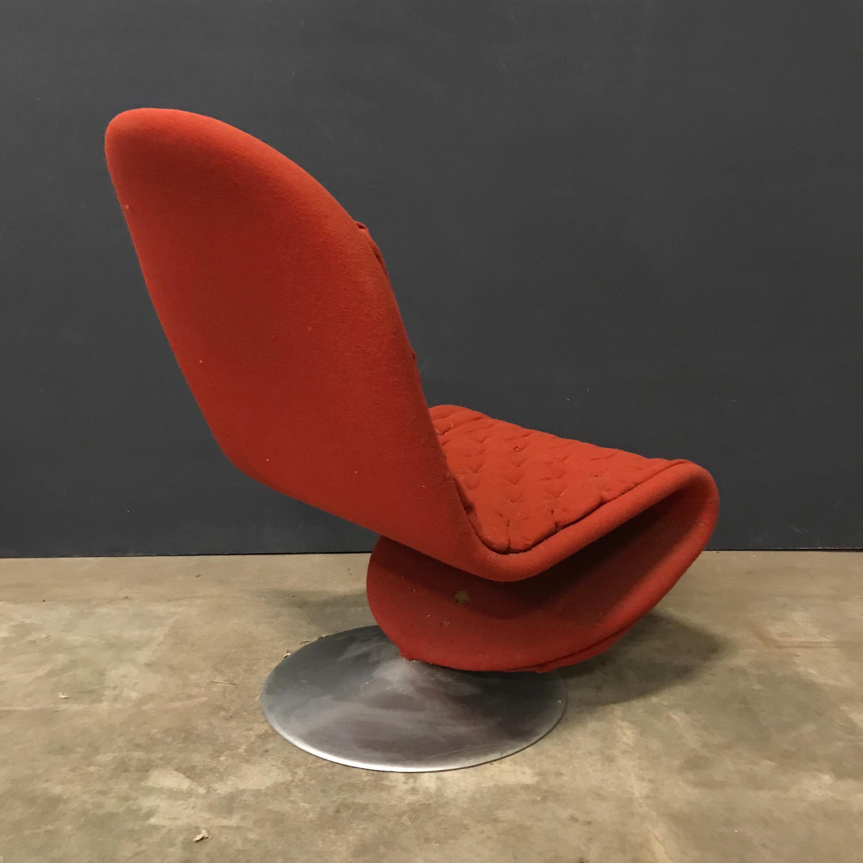 Mid-Century Modern 1973 Verner Panton, 1-2-3 Serie Easy Chair in Original First Fabric For Sale
