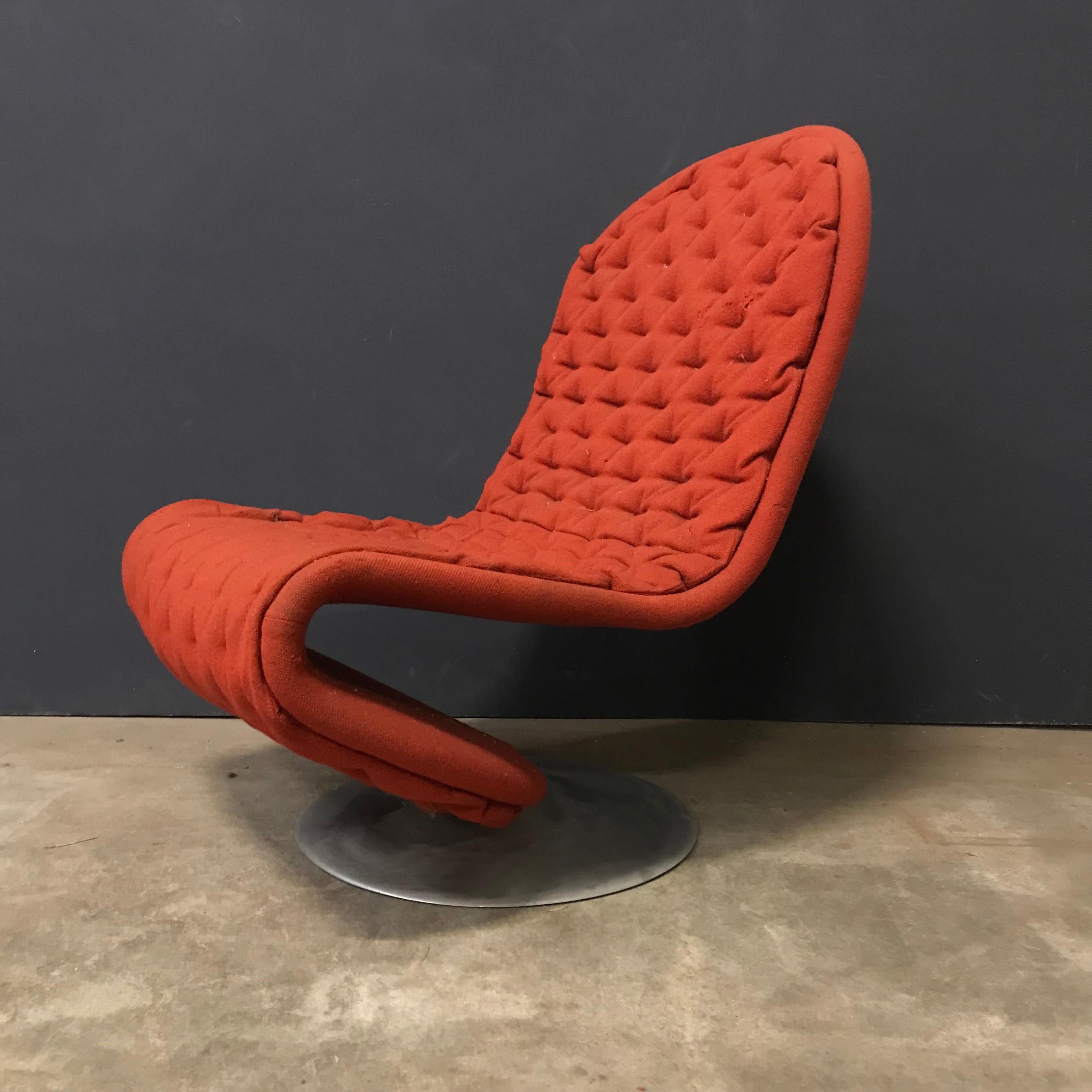 Late 20th Century 1973 Verner Panton, 1-2-3 Serie Easy Chair in Original First Fabric For Sale