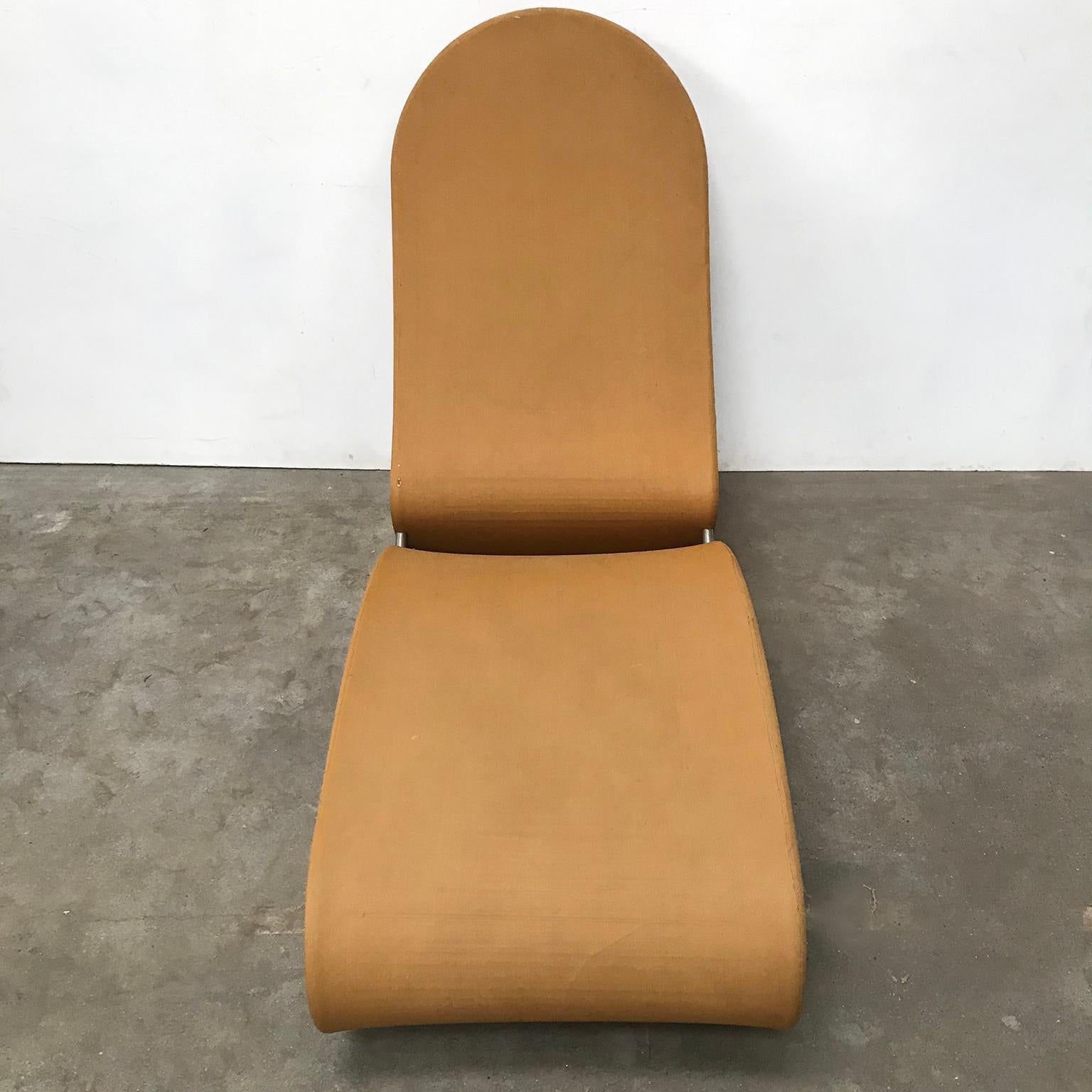 1973, Verner Panton for Rosenthal, 1-2-3 Serie, Rare Chaise Longue, Ochre Fabric For Sale 2