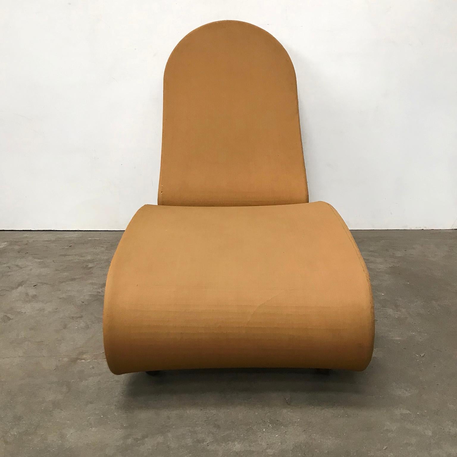 1973, Verner Panton for Rosenthal, 1-2-3 Serie, Rare Chaise Longue, Ochre Fabric For Sale 3