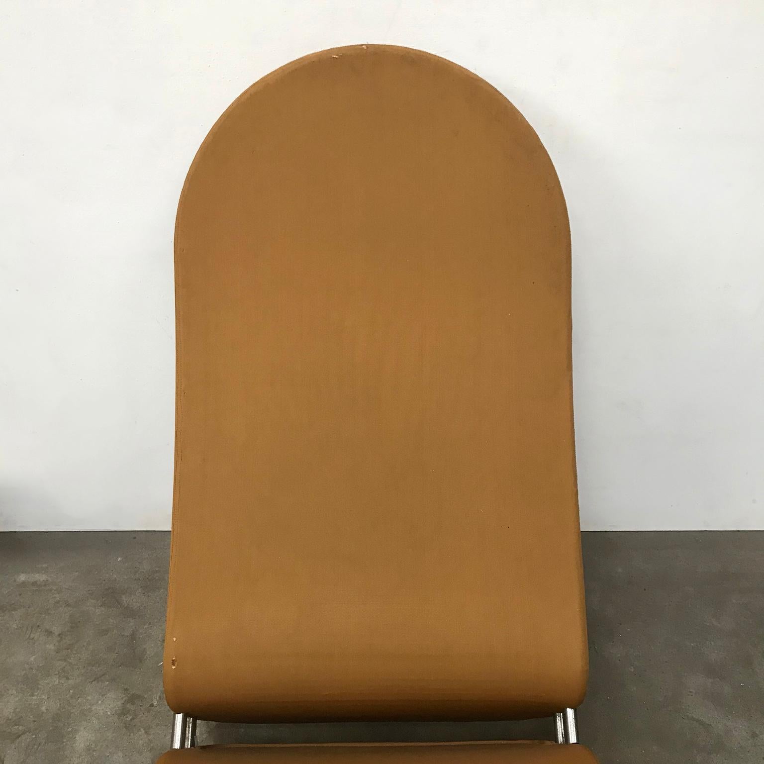 1973, Verner Panton for Rosenthal, 1-2-3 Serie, Rare Chaise Longue, Ochre Fabric For Sale 4
