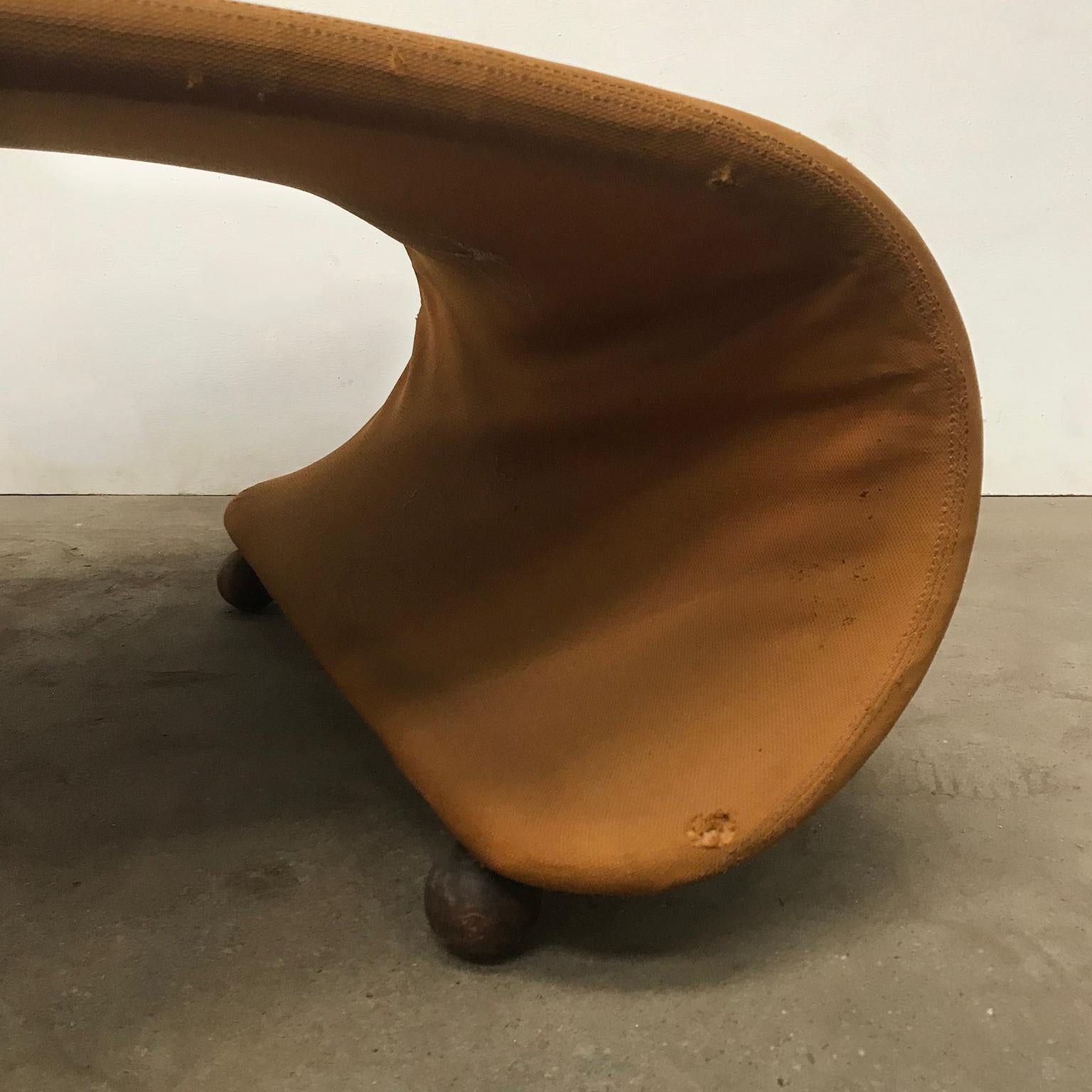 1973, Verner Panton for Rosenthal, 1-2-3 Serie, Rare Chaise Longue, Ochre Fabric For Sale 8