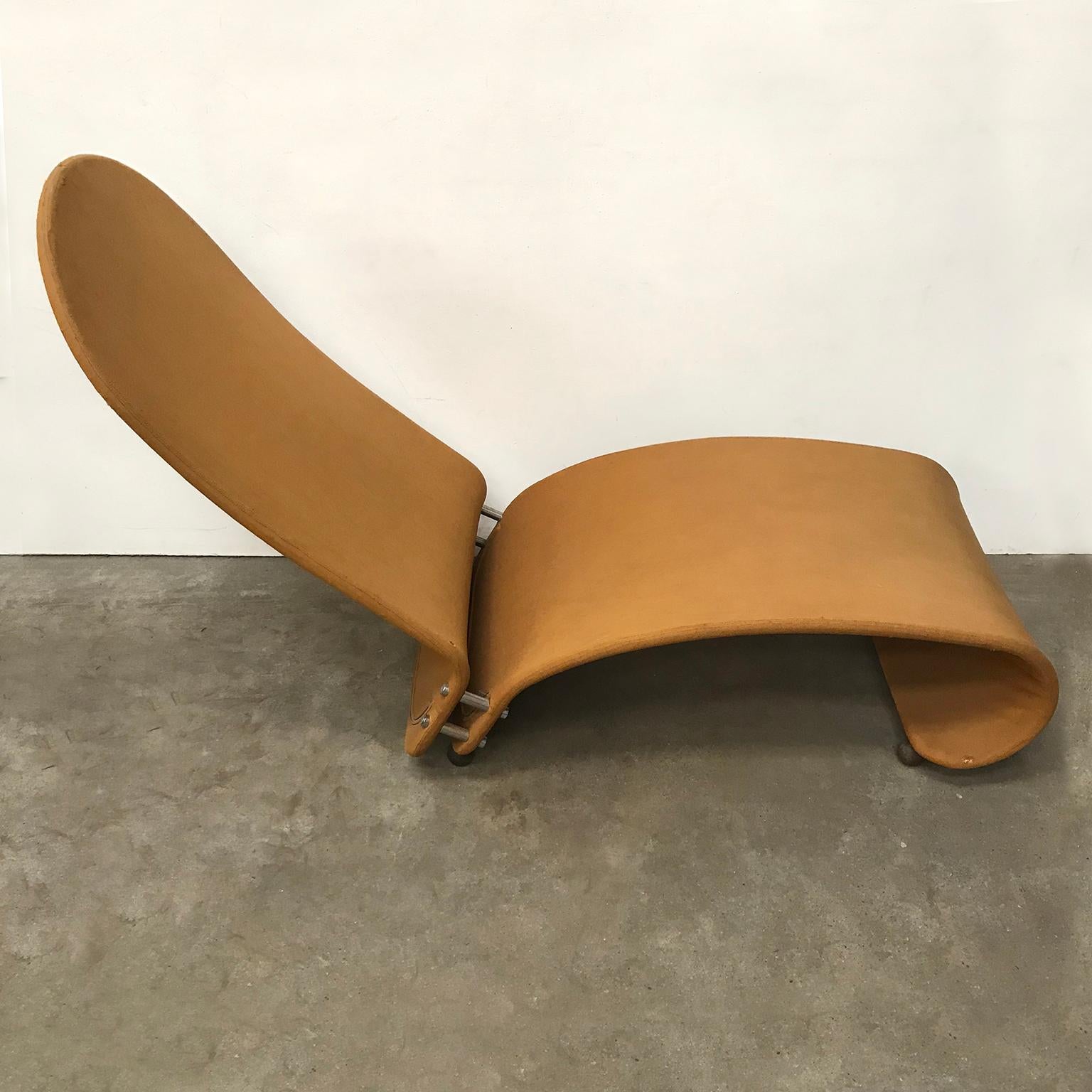 Chaise longue rare en tissu ocre, Verner Panton pour Rosenthal, série 1-2-3, 1973 Bon état - En vente à Amsterdam IJMuiden, NL