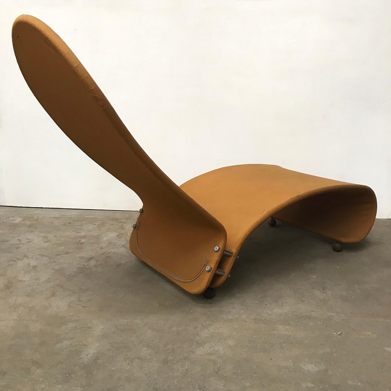 Fin du 20e siècle Chaise longue rare en tissu ocre, Verner Panton pour Rosenthal, série 1-2-3, 1973 en vente