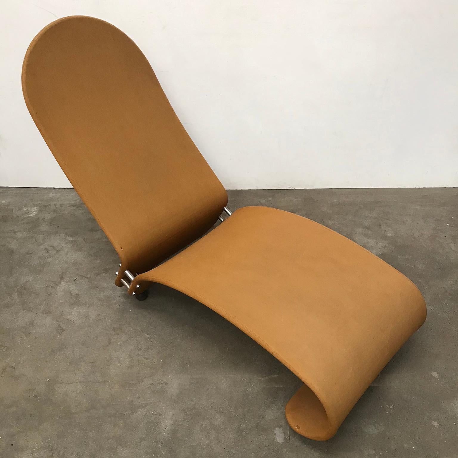Late 20th Century 1973, Verner Panton for Rosenthal, 1-2-3 Serie, Rare Chaise Longue, Ochre Fabric For Sale