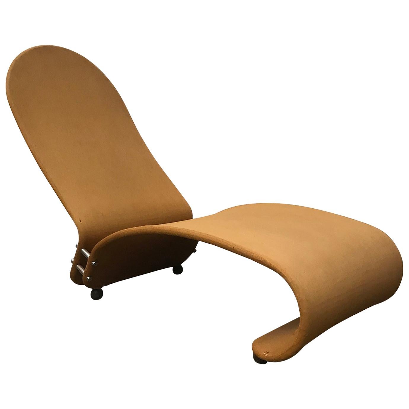 Chaise longue rare en tissu ocre, Verner Panton pour Rosenthal, série 1-2-3, 1973