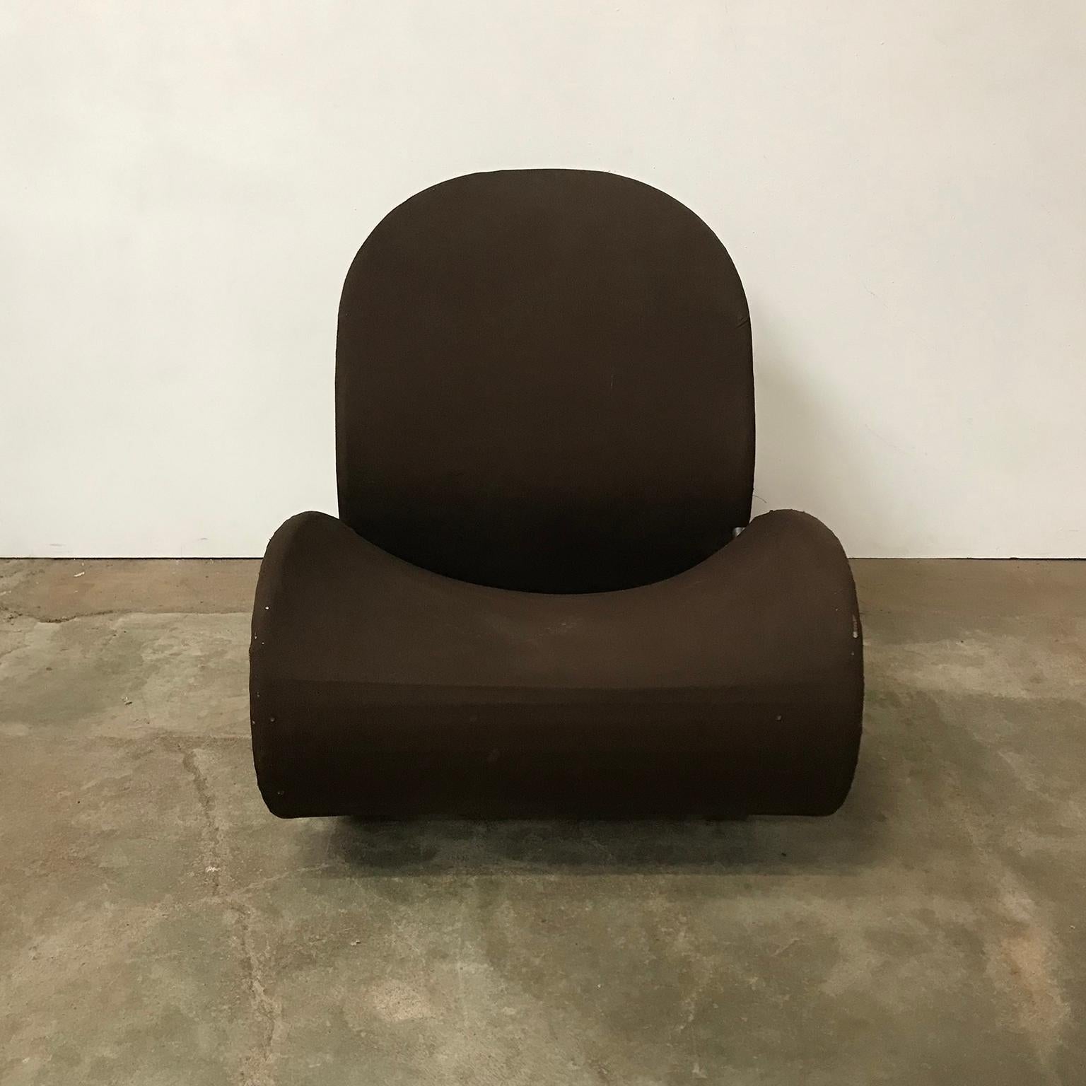 1973, Verner Panton, Fritz Hansen, Easy Chair G in Original First Brown Fabric In Fair Condition In Amsterdam IJMuiden, NL
