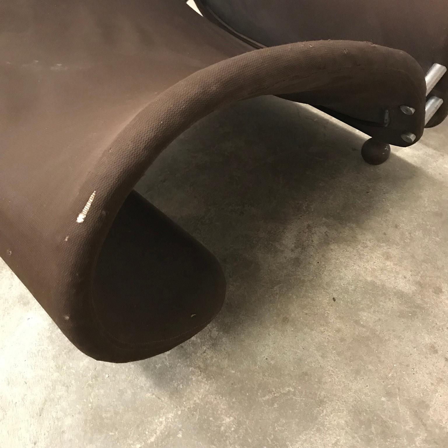 1973, Verner Panton, Fritz Hansen, Easy Chair G in Original First Brown Fabric 1