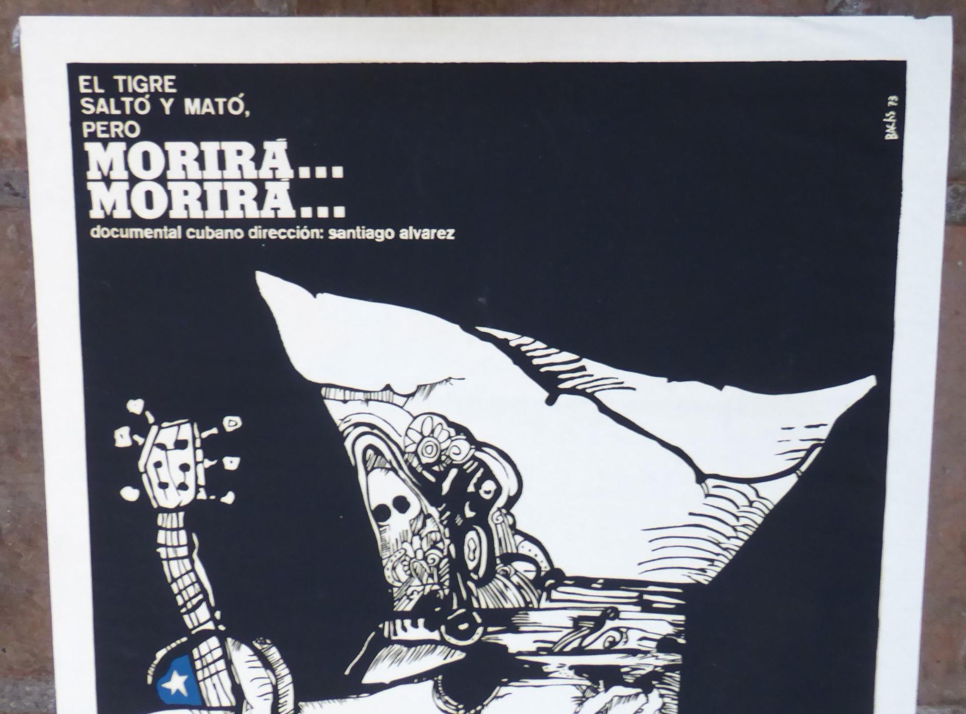 Moderne 1973 Vintage Cuban Silkscreen Poster of Docu Chile Coup D'Etat Pinochet by Bachs en vente