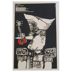 1973 Vintage Cuban Silkscreen Poster of Docu Chile Coup D'Etat Pinochet by Bachs