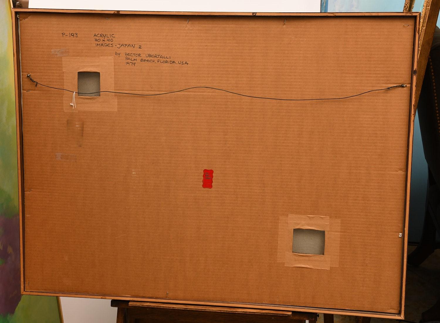 1974 Acryl auf Leinwand, Hector Ubertalli (Amerikaner) mit dem Titel „Images - Japan 2“ im Zustand „Gut“ im Angebot in Morristown, NJ