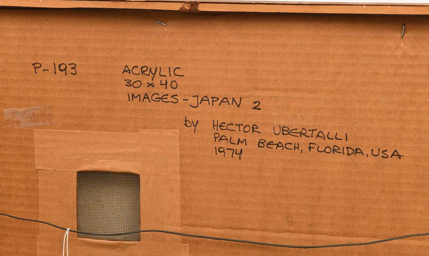1974 Acryl auf Leinwand, Hector Ubertalli (Amerikaner) mit dem Titel „Images - Japan 2“ (Ende des 20. Jahrhunderts) im Angebot