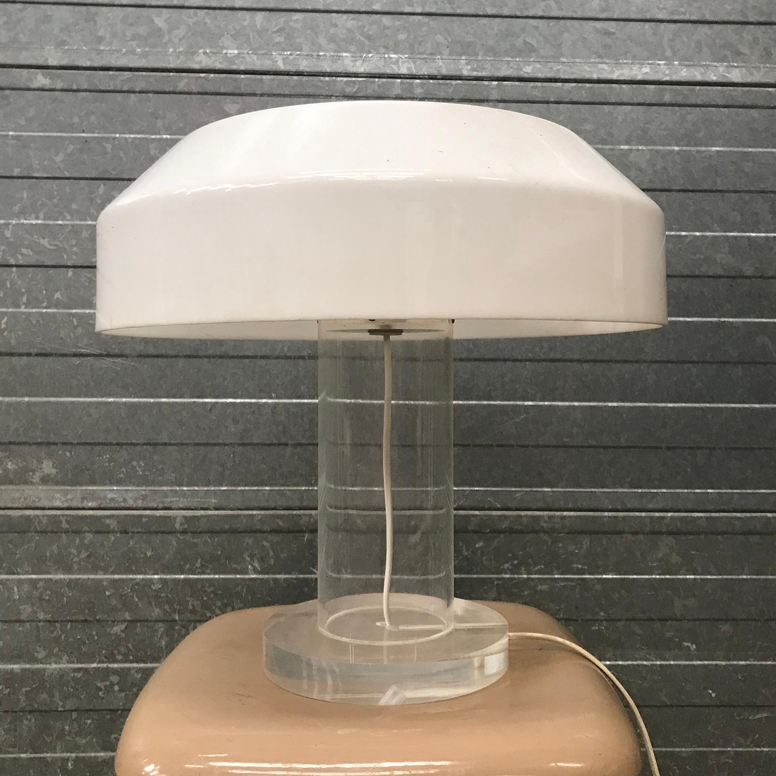 Mid-Century Modern 1974, Aldo Van Den Nieuwelaar, for ABN, Table Lamp with White Shade For Sale